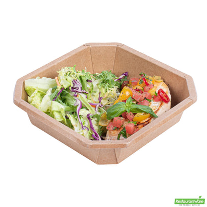 Wholesale Restaurantware Sustain 41 Oz Octagonal Kraft Paper Take Out Container - Compostable - 7 3/4" X 7 3/4" X 2"- Bulk