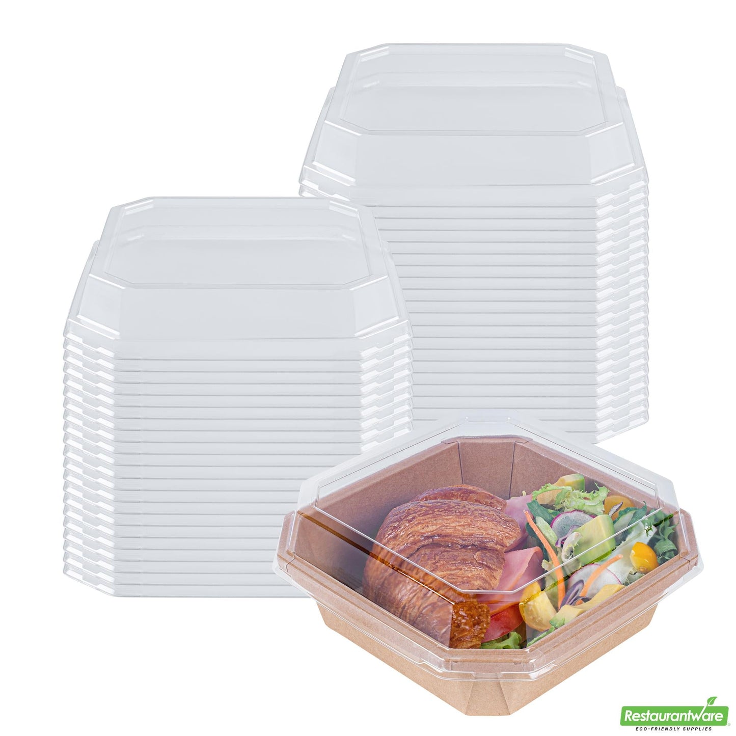 Wholesale Restaurantware Octagonal Clear Pla Plastic Dome Lid - Fits 34 Oz Container- Bulk