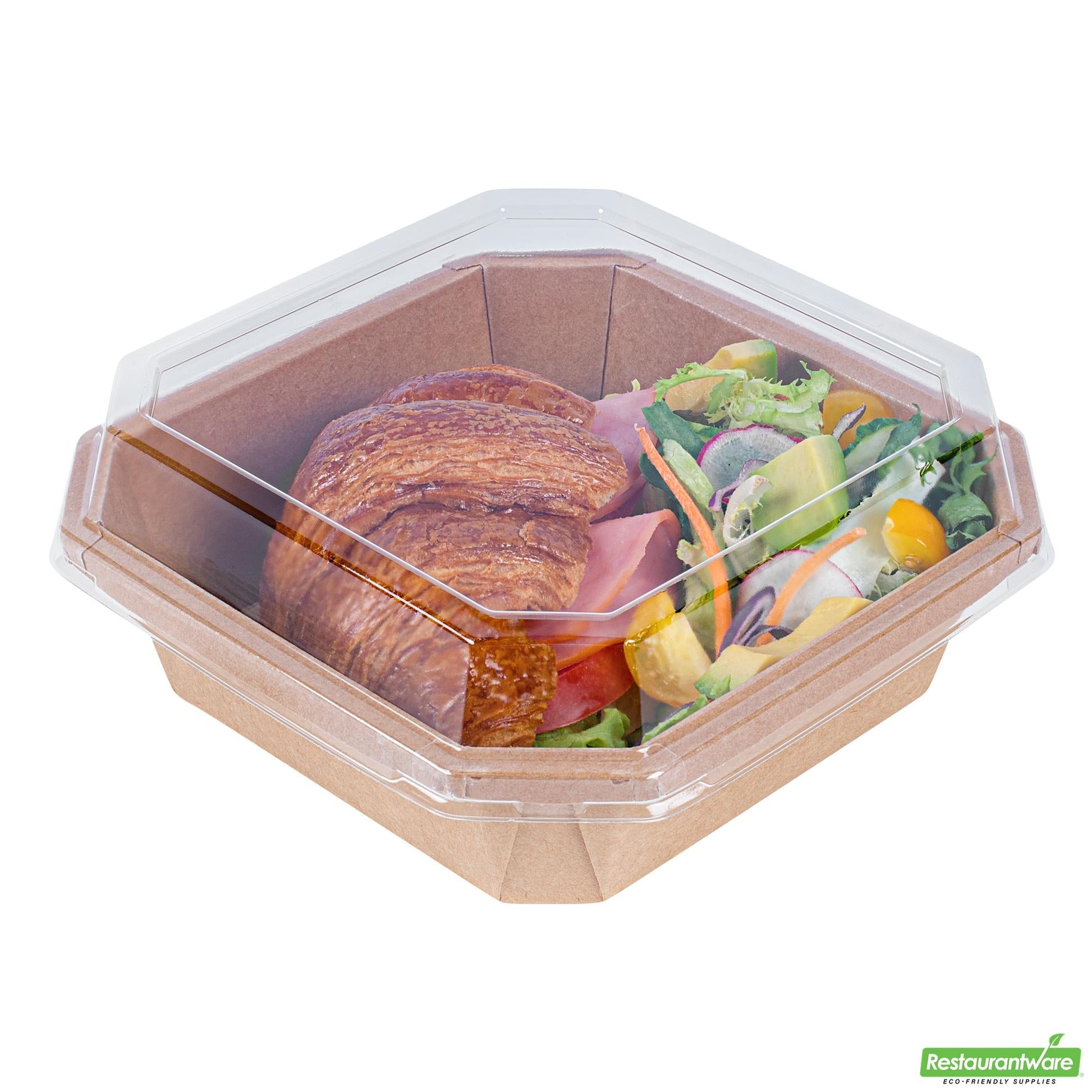 Wholesale Restaurantware Octagonal Clear Pla Plastic Dome Lid - Fits 34 Oz Container- Bulk