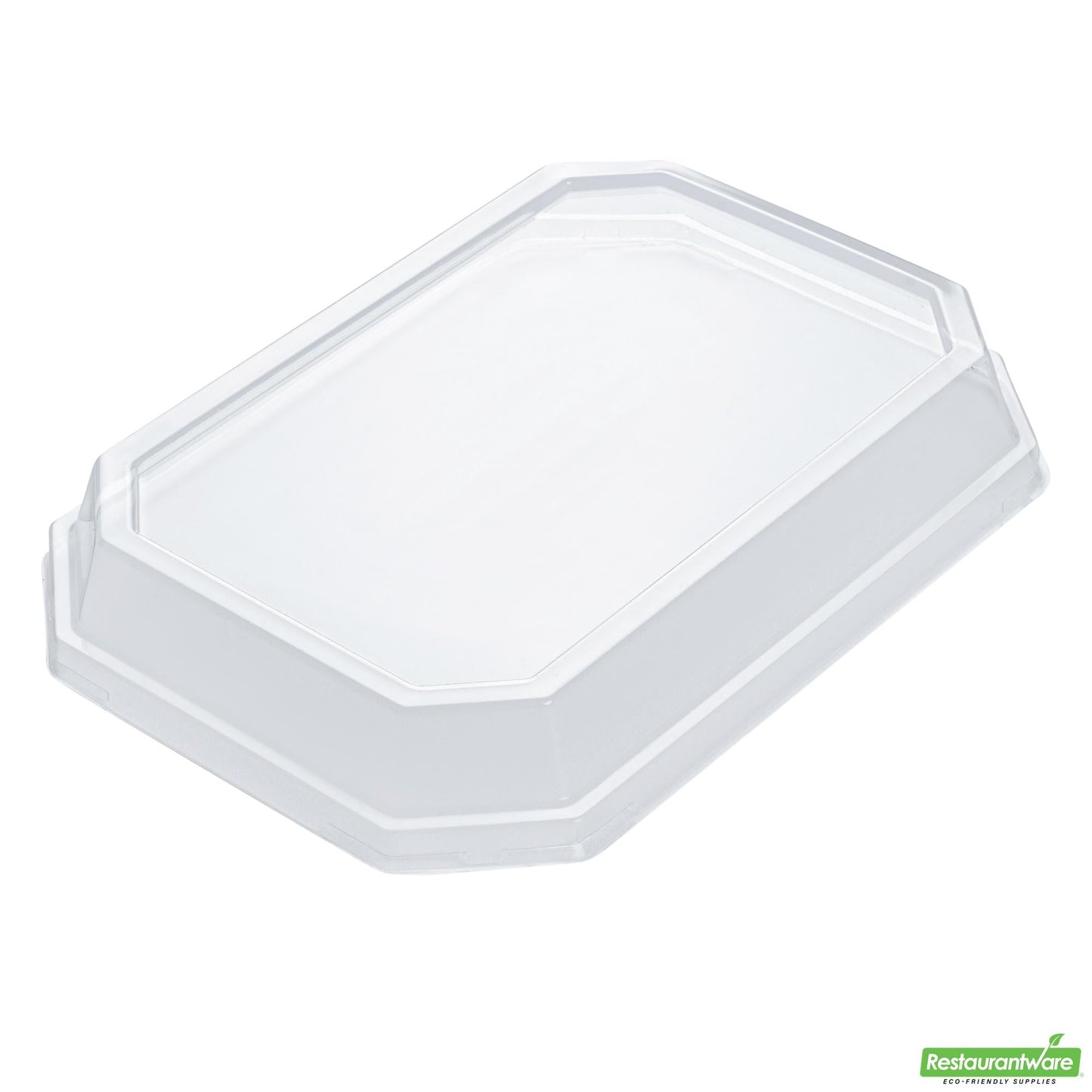 Wholesale Restaurantware Sustain Octagonal Clear Pla Plastic Dome Lid - Fits 41 Oz Container - 9" X 6 1/4" X 1 1/4"- Bulk