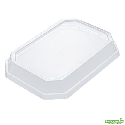 Wholesale Restaurantware Sustain Octagonal Clear Pla Plastic Dome Lid - Fits 41 Oz Container - 9" X 6 1/4" X 1 1/4"- Bulk