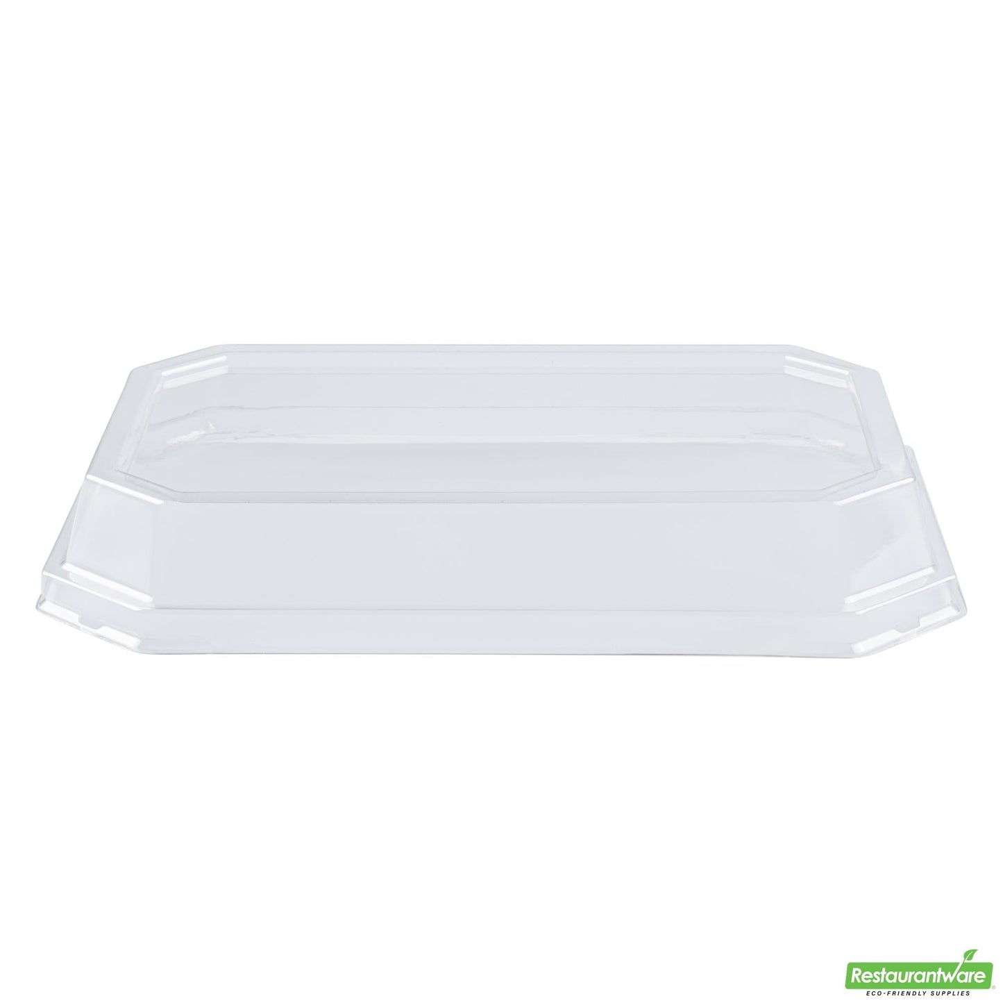 Wholesale Restaurantware Sustain Octagonal Clear Pla Plastic Dome Lid - Fits 41 Oz Container - 9" X 6 1/4" X 1 1/4"- Bulk