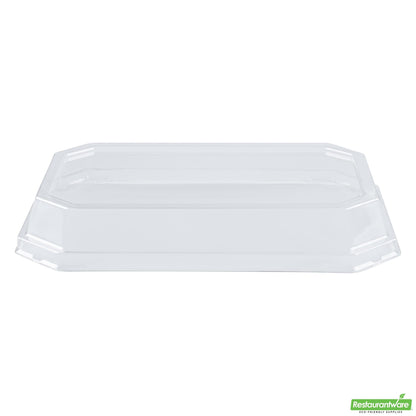 Wholesale Restaurantware Sustain Octagonal Clear Pla Plastic Dome Lid - Fits 41 Oz Container - 9" X 6 1/4" X 1 1/4"- Bulk