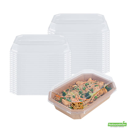 Wholesale Restaurantware Sustain Octagonal Clear Pla Plastic Dome Lid - Fits 41 Oz Container - 9" X 6 1/4" X 1 1/4"- Bulk