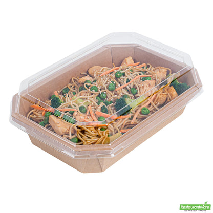 Wholesale Restaurantware Sustain Octagonal Clear Pla Plastic Dome Lid - Fits 41 Oz Container - 9" X 6 1/4" X 1 1/4"- Bulk
