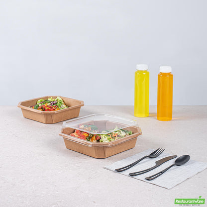 Wholesale Restaurantware Sustain Octagonal Clear Pla Plastic Dome Lid - Fits 41 Oz Container - 7 3/4" X 7 3/4" X 1 1/4"- Bulk