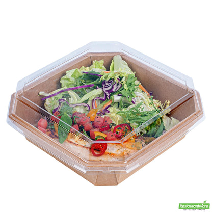 Wholesale Restaurantware Sustain Octagonal Clear Pla Plastic Dome Lid - Fits 41 Oz Container - 7 3/4" X 7 3/4" X 1 1/4"- Bulk