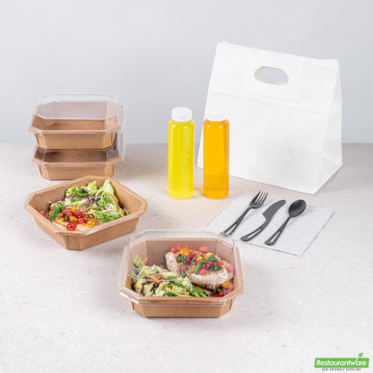 Wholesale Restaurantware Sustain Octagonal Clear Pla Plastic Dome Lid - Fits 41 Oz Container - 7 3/4" X 7 3/4" X 1 1/4"- Bulk