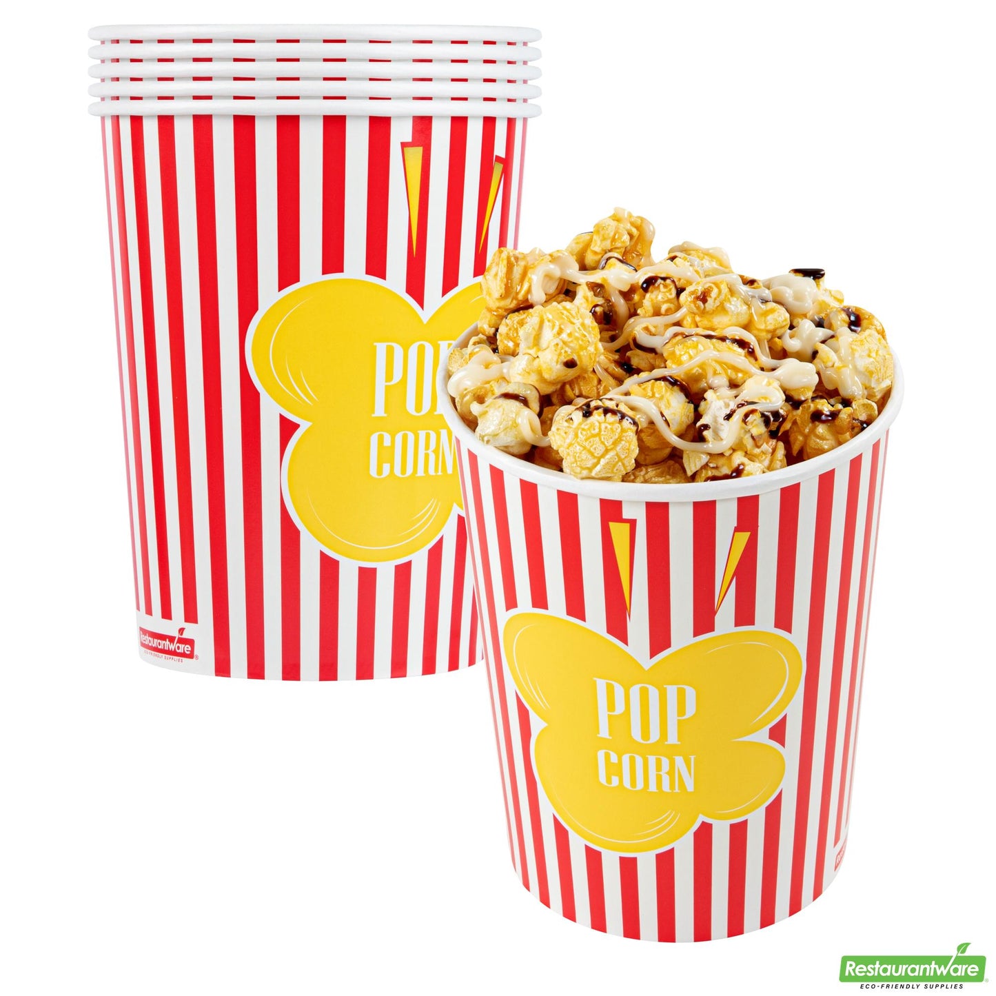 Wholesale Restaurantware 32 Oz Red Paper Popcorn Cup - 4.5" X 4.5" X 5.5"- Bulk