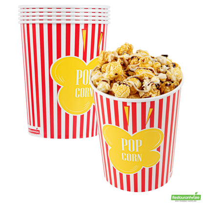 Wholesale Restaurantware 32 Oz Red Paper Popcorn Cup - 4.5" X 4.5" X 5.5"- Bulk