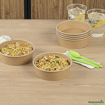 Wholesale Restaurantware 17 Oz Round Kraft Paper Take Out Container - 5.9x5.9x1.8"- Bulk