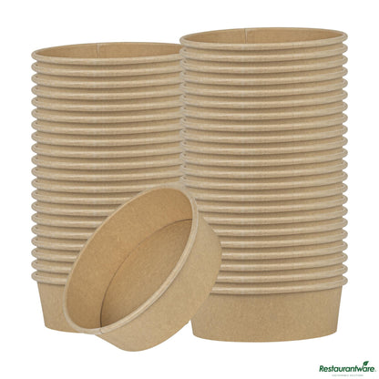 Wholesale Restaurantware 17 Oz Round Kraft Paper Take Out Container - 5.9x5.9x1.8"- Bulk