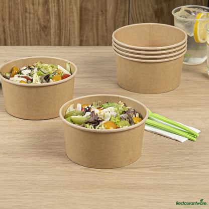 Wholesale Restaurantware 34 Oz Round Kraft Paper Take Out Container - 5.9x5.9x3"- Bulk