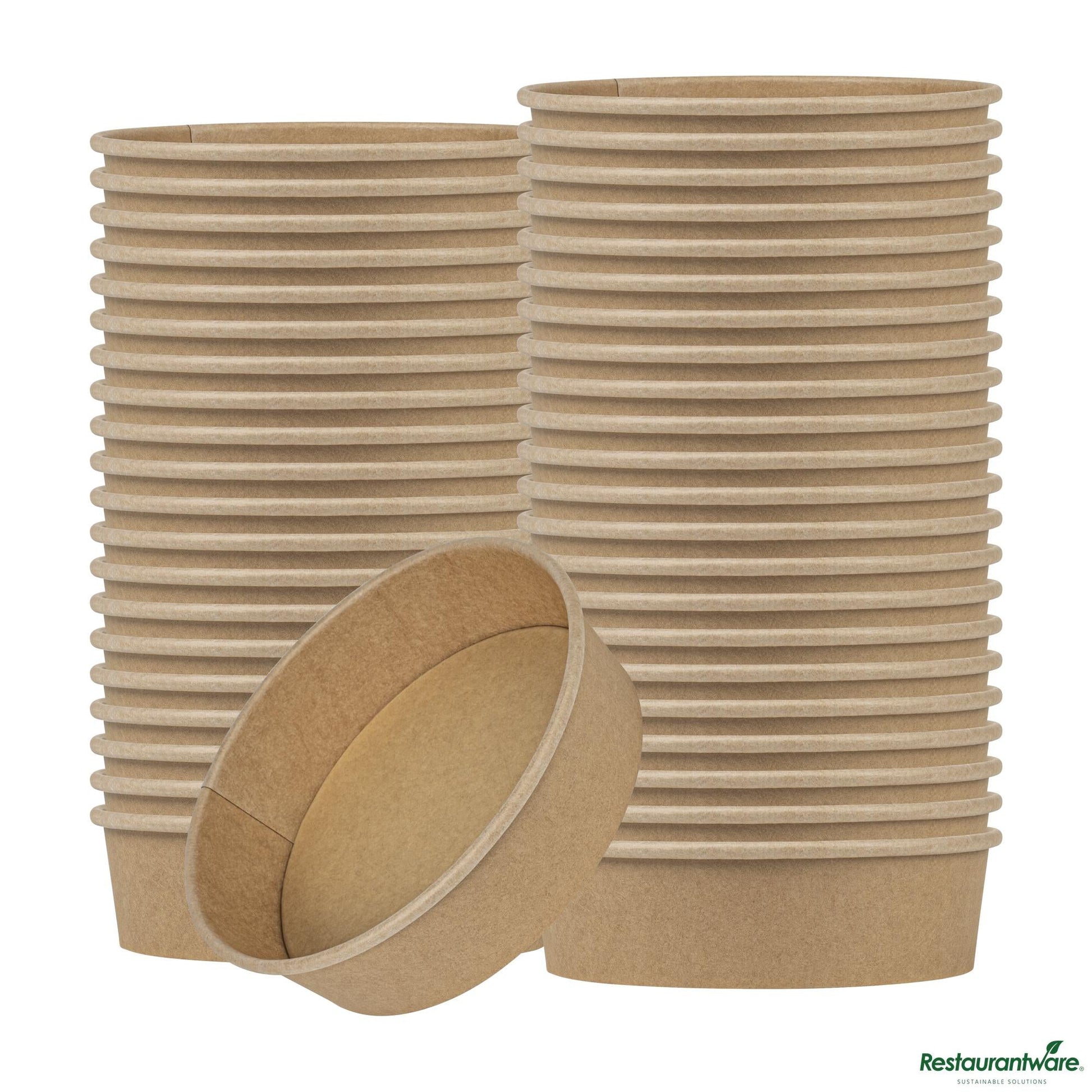 Wholesale Restaurantware 22 Oz Round Kraft Paper Take Out Container - 6.5x6.5x1.9"- Bulk