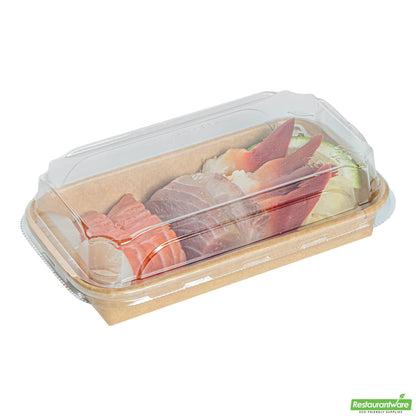 Wholesale Restaurantware Clear Pet Plastic Lid - Fits 6 Oz Sushi Container - 6.4" X 3.7" X 1.2"- Bulk