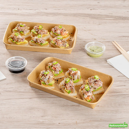 Wholesale Restaurantware 15 Oz Rectangle Kraft Paper Sushi Container - 8.7" X 5.4" X 0.9"- Bulk