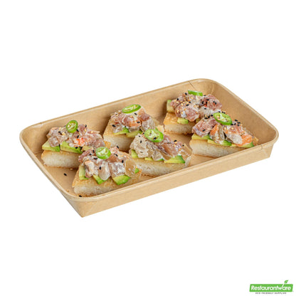 Wholesale Restaurantware 15 Oz Rectangle Kraft Paper Sushi Container - 8.7" X 5.4" X 0.9"- Bulk