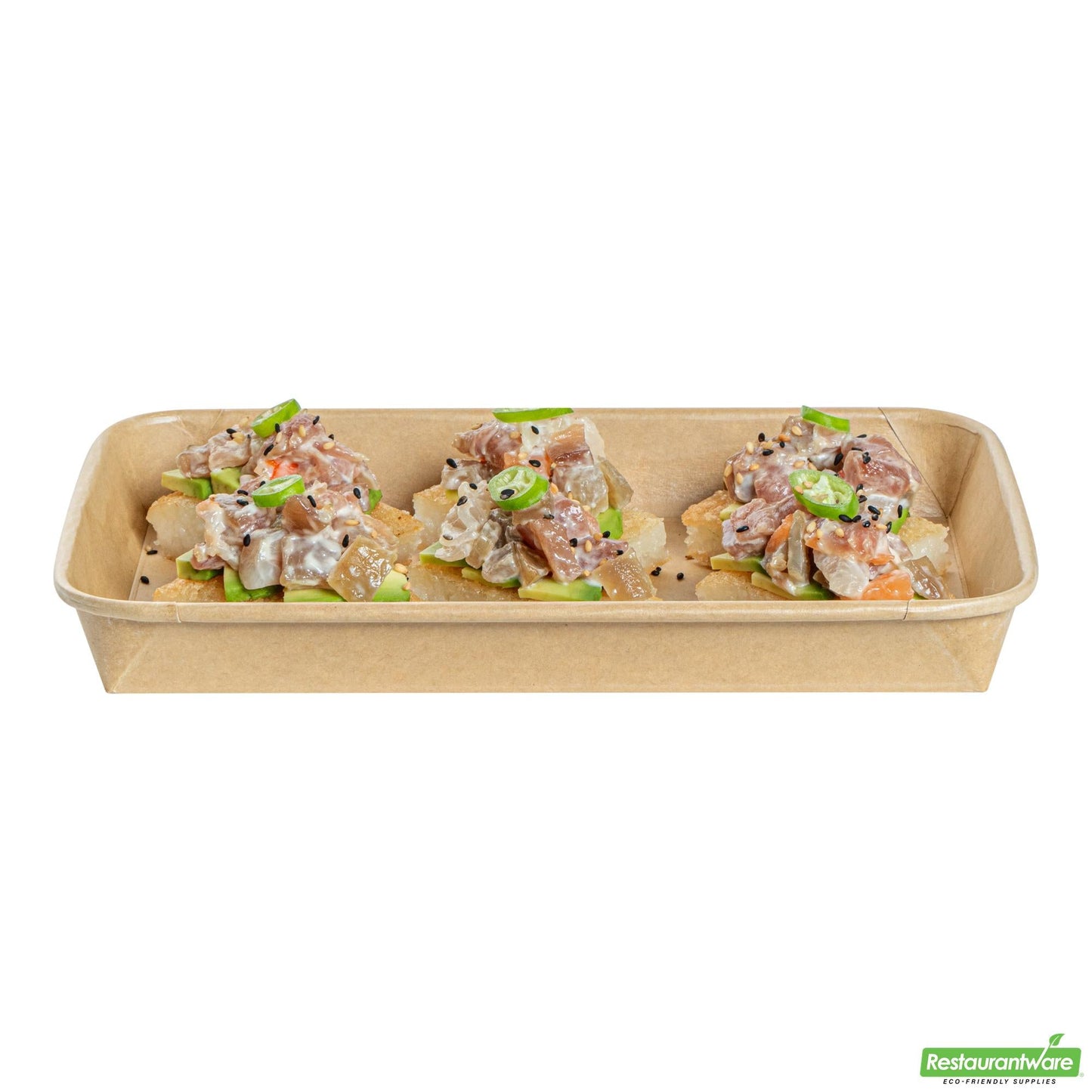 Wholesale Restaurantware 15 Oz Rectangle Kraft Paper Sushi Container - 8.7" X 5.4" X 0.9"- Bulk