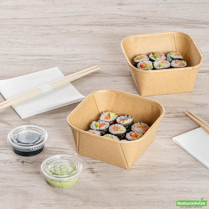 Wholesale Restaurantware 22 Oz Square Kraft Paper Sushi Container - 5.1" X 5.1" X 2.3"- Bulk