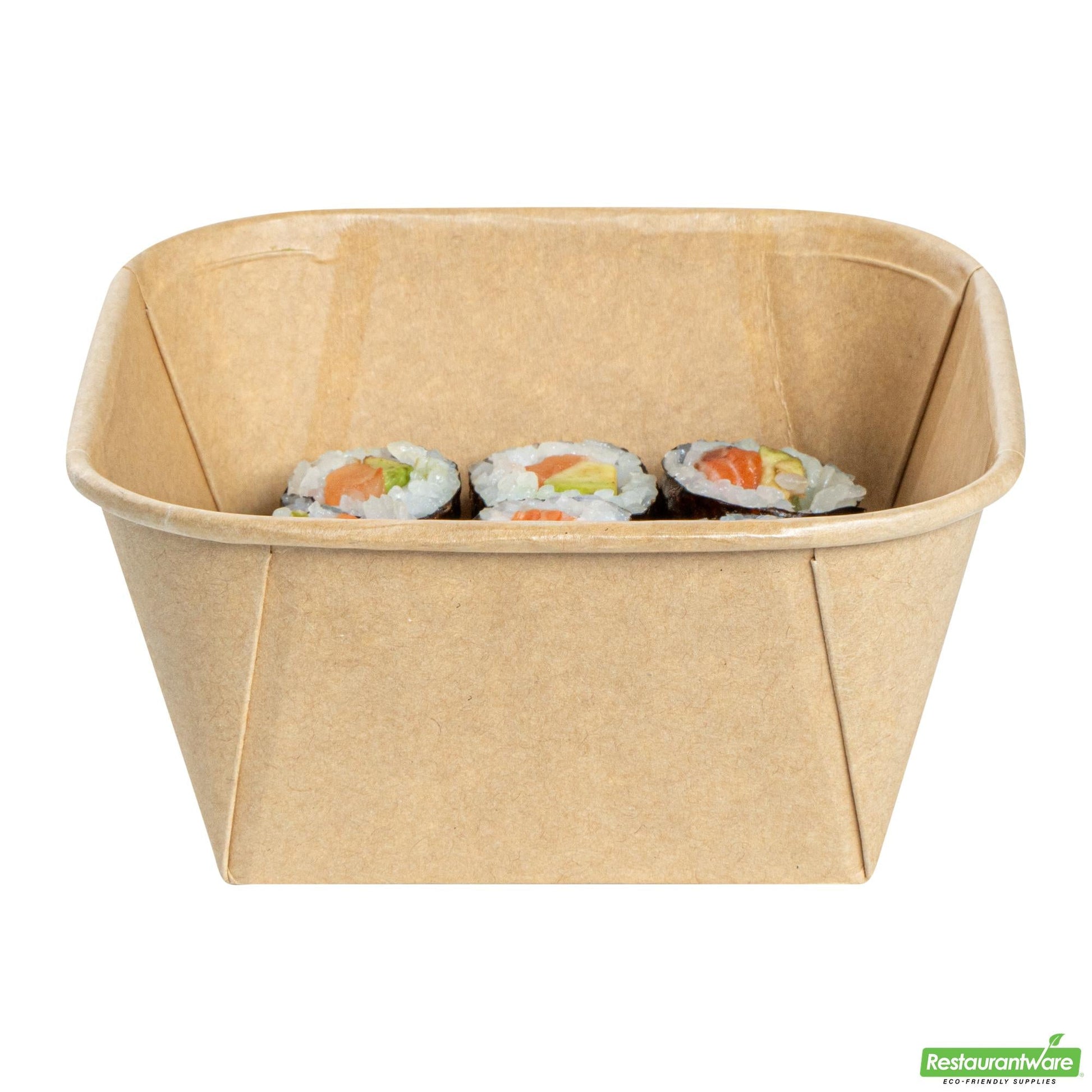 Wholesale Restaurantware 22 Oz Square Kraft Paper Sushi Container - 5.1" X 5.1" X 2.3"- Bulk