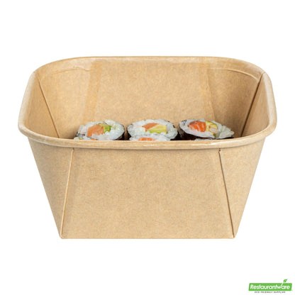 Wholesale Restaurantware 22 Oz Square Kraft Paper Sushi Container - 5.1" X 5.1" X 2.3"- Bulk