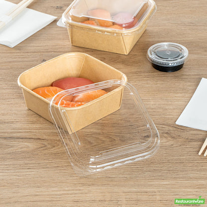 Wholesale Restaurantware Clear Pet Plastic Lid - Fits 17 and 22 Oz Sushi Containers- Bulk