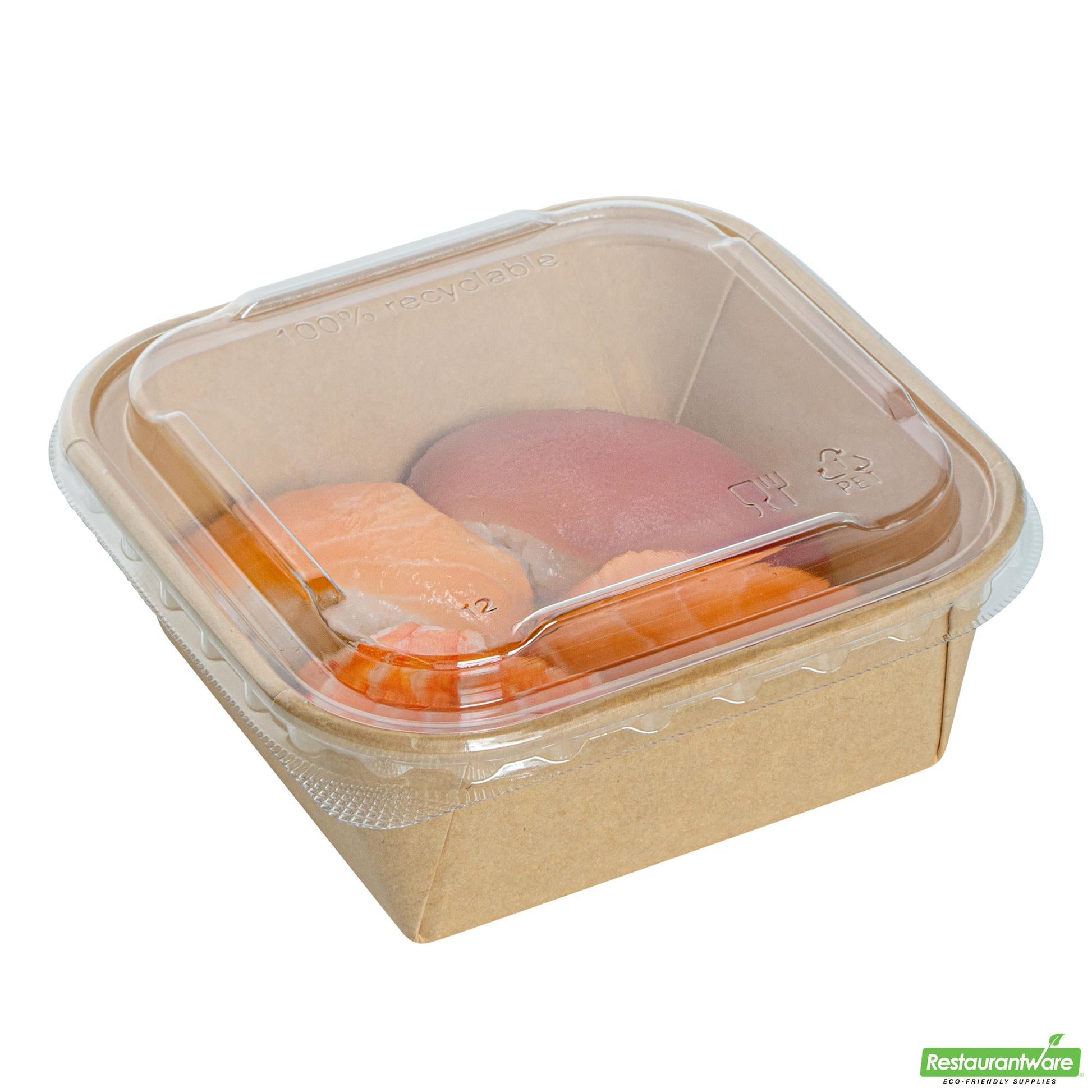 Wholesale Restaurantware Clear Pet Plastic Lid - Fits 17 and 22 Oz Sushi Containers- Bulk