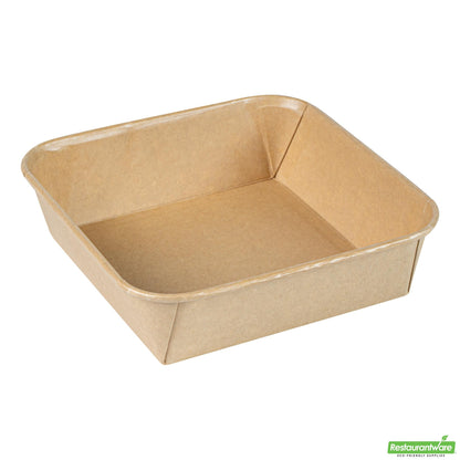 Wholesale Restaurantware 34 Oz Square Kraft Paper Sushi Container - 6.9" X 6.9" X 1.9"- Bulk