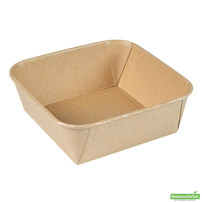 Wholesale Restaurantware 45 Oz Square Kraft Paper Sushi Container - 6.9" X 6.9" X 2.3"- Bulk