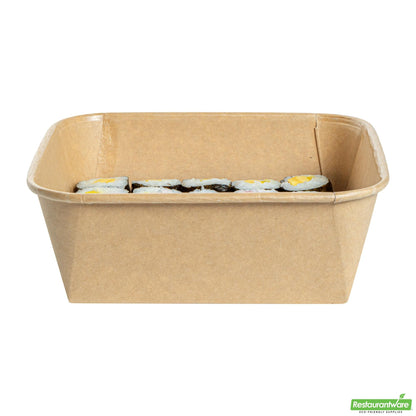 Wholesale Restaurantware 45 Oz Square Kraft Paper Sushi Container - 6.9" X 6.9" X 2.3"- Bulk