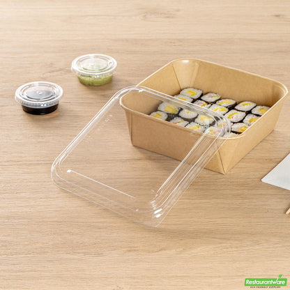Wholesale Restaurantware Clear Pet Plastic Lid - Fits 34 and 45 Oz Sushi Containers- Bulk
