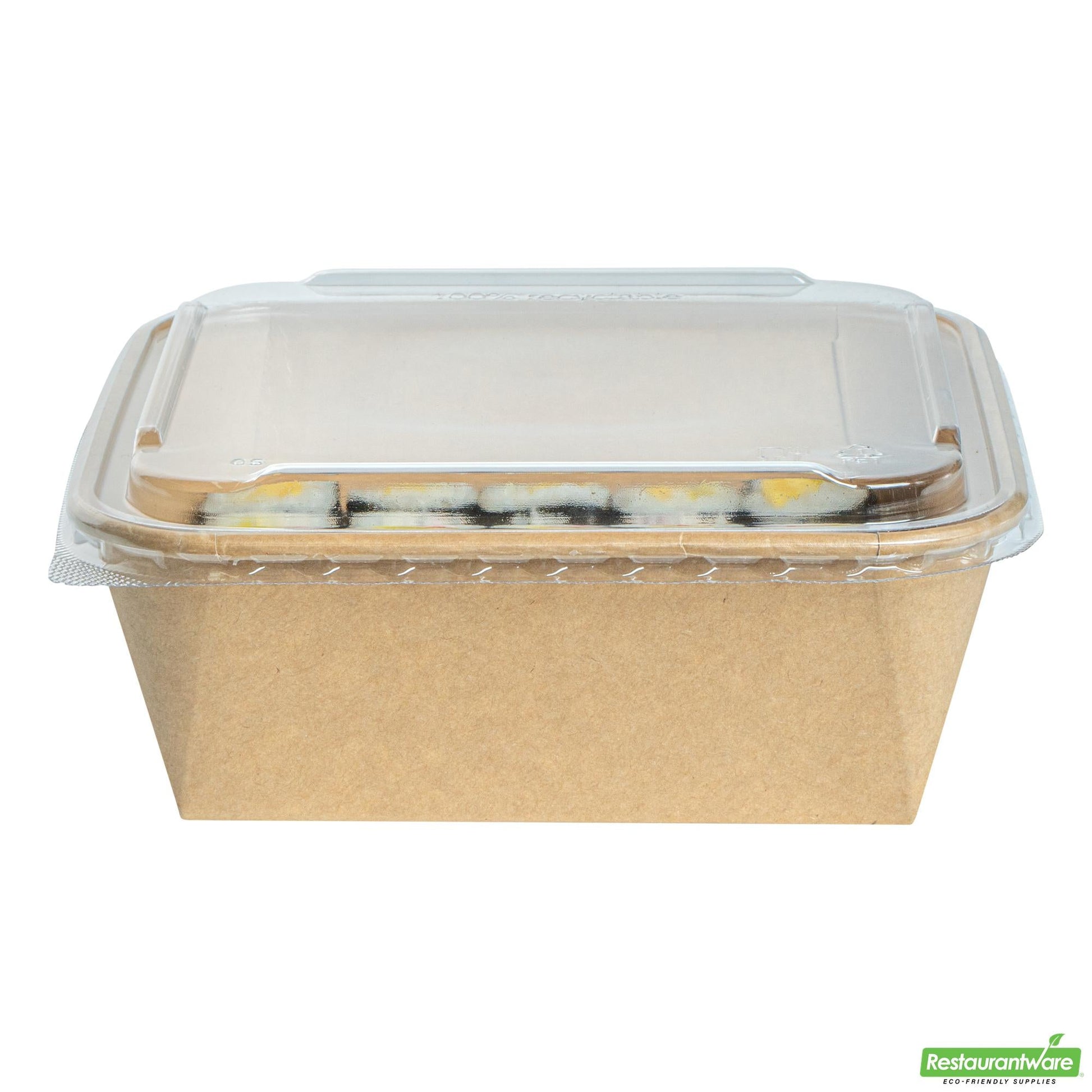 Wholesale Restaurantware Clear Pet Plastic Lid - Fits 34 and 45 Oz Sushi Containers- Bulk