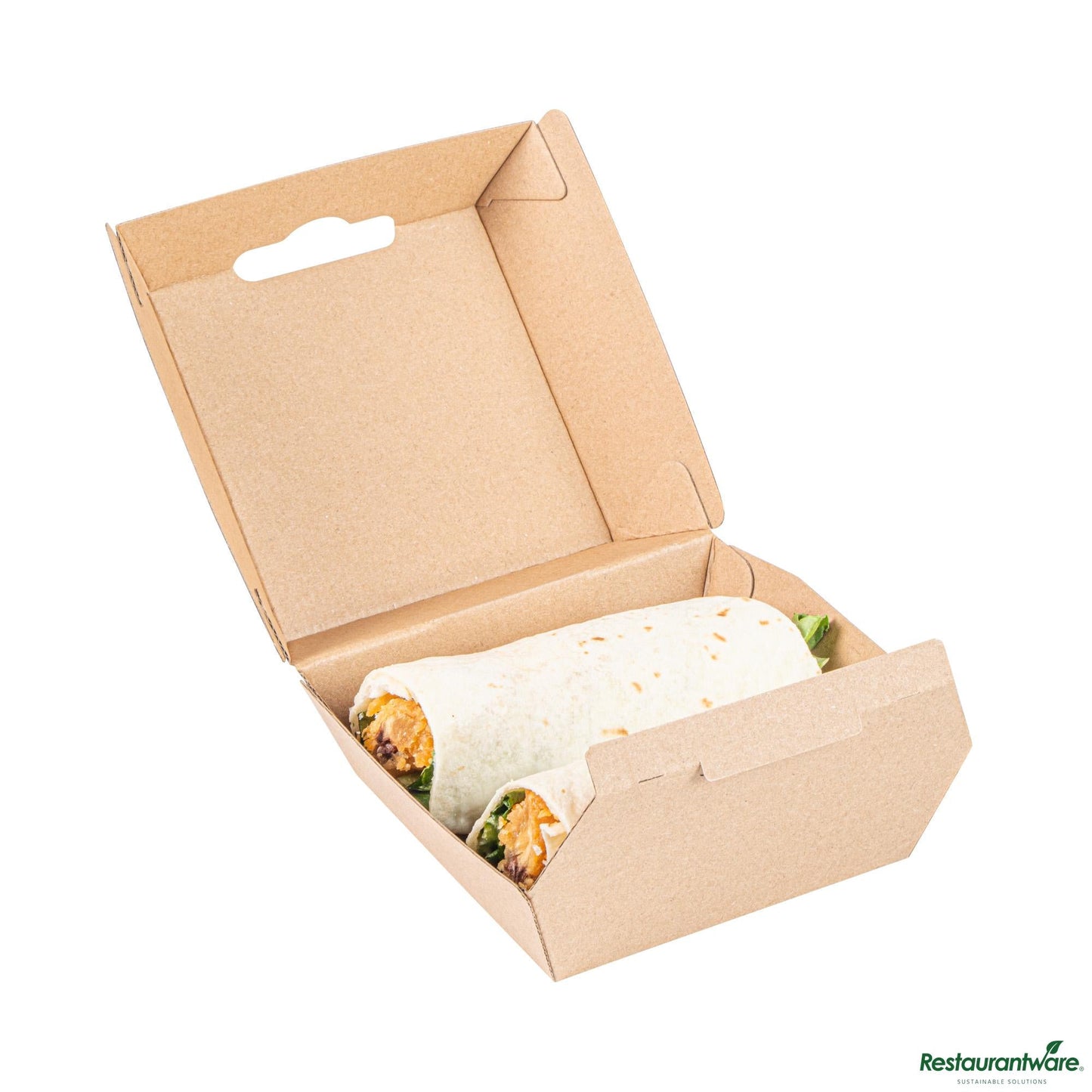 Wholesale Restaurantware Square Kraft Paper Corrugated Clamshell Container - 4" X 4" X 2.8"- Bulk
