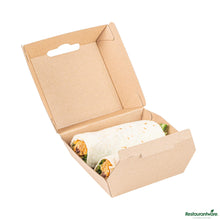 Wholesale Restaurantware Square Kraft Paper Corrugated Clamshell Container - 4" X 4" X 2.8"- Bulk