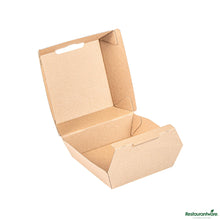 Wholesale Restaurantware Square Kraft Paper Corrugated Clamshell Container - 4" X 4" X 2.8"- Bulk