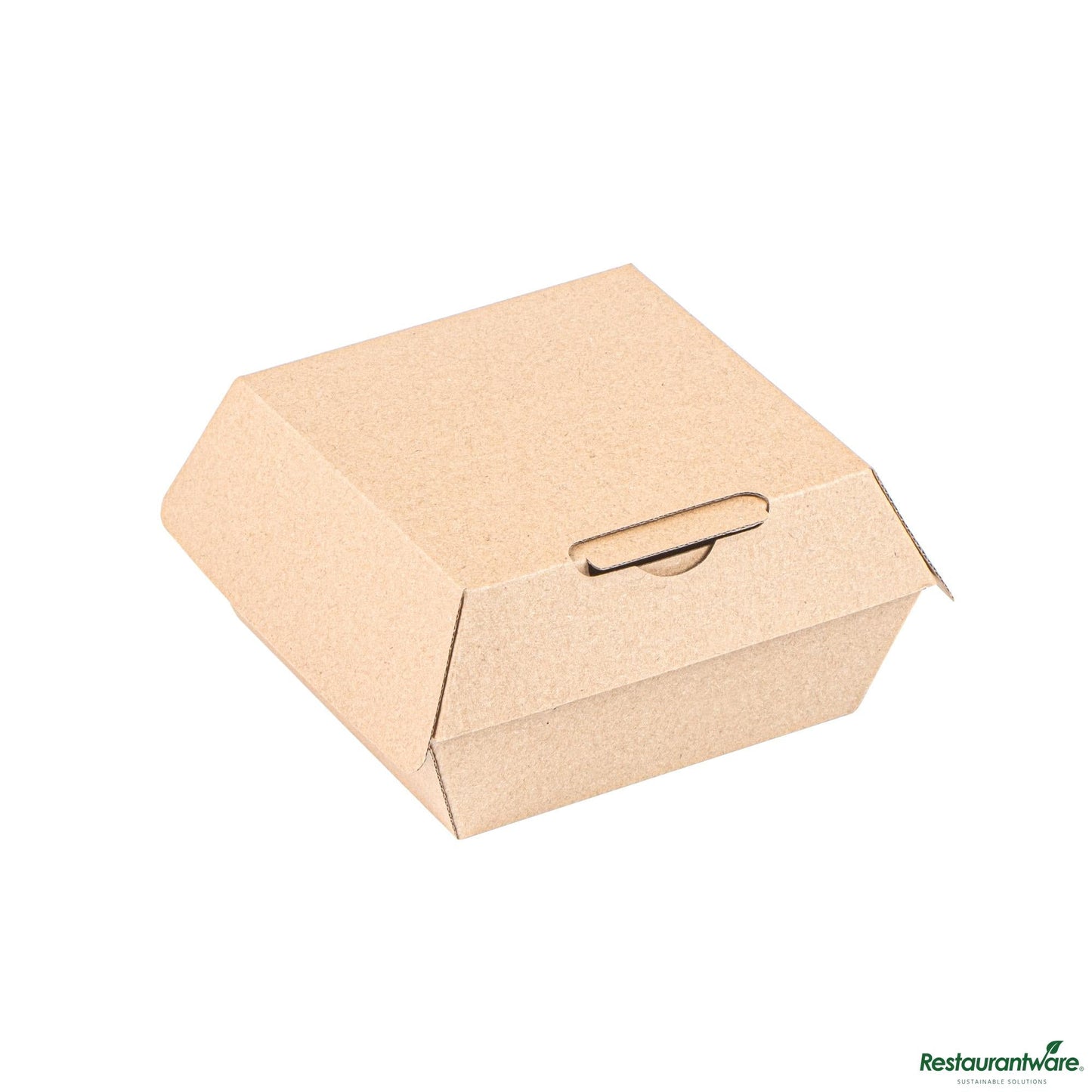 Wholesale Restaurantware Square Kraft Paper Corrugated Clamshell Container - 4" X 4" X 2.8"- Bulk
