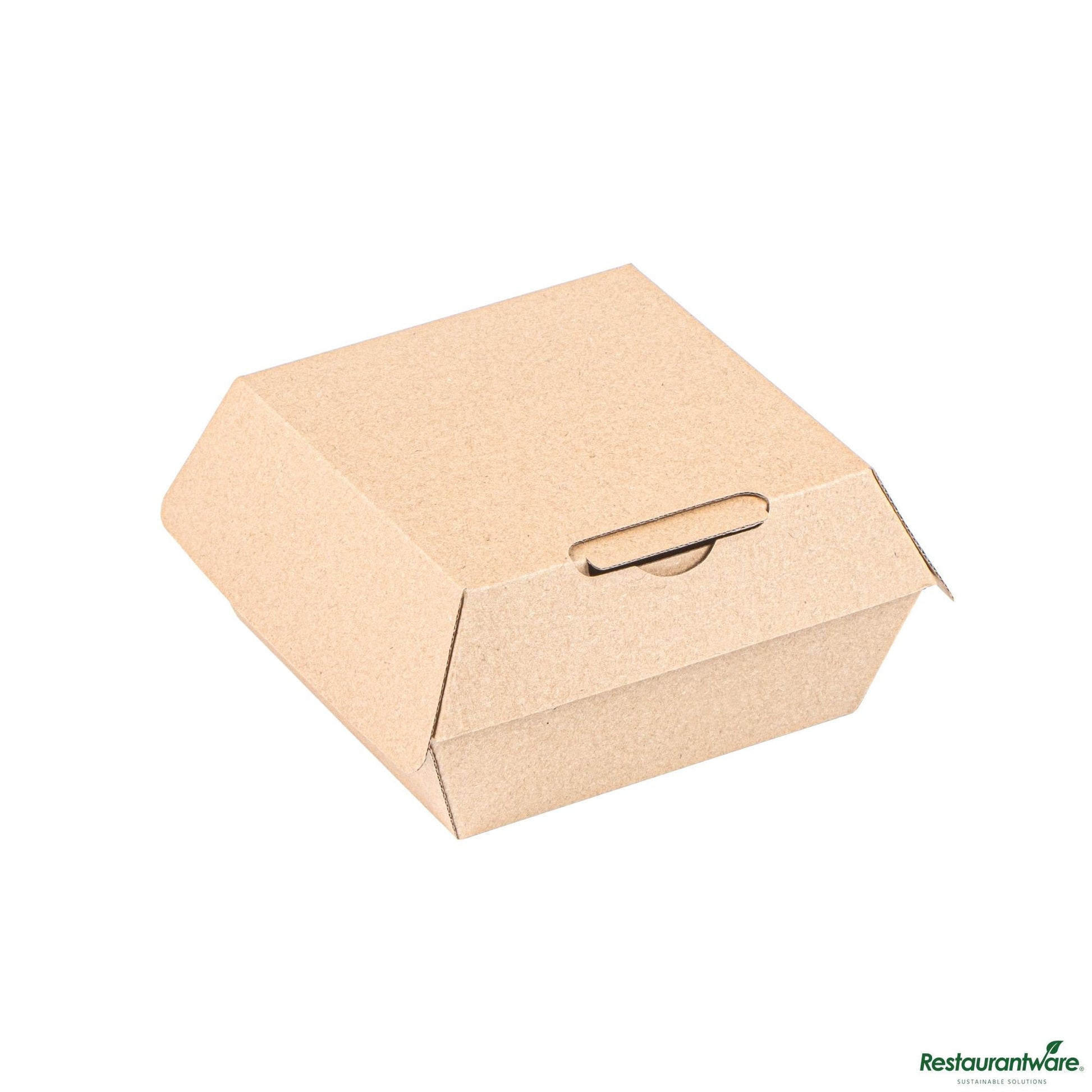 Wholesale Restaurantware Square Kraft Paper Corrugated Clamshell Container - 4" X 4" X 2.8"- Bulk