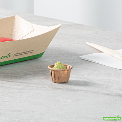 Wholesale Restaurantware Sustain 0.5 Oz Kraft Paper Portion Cup - Compostable - 100 Count Box- Bulk