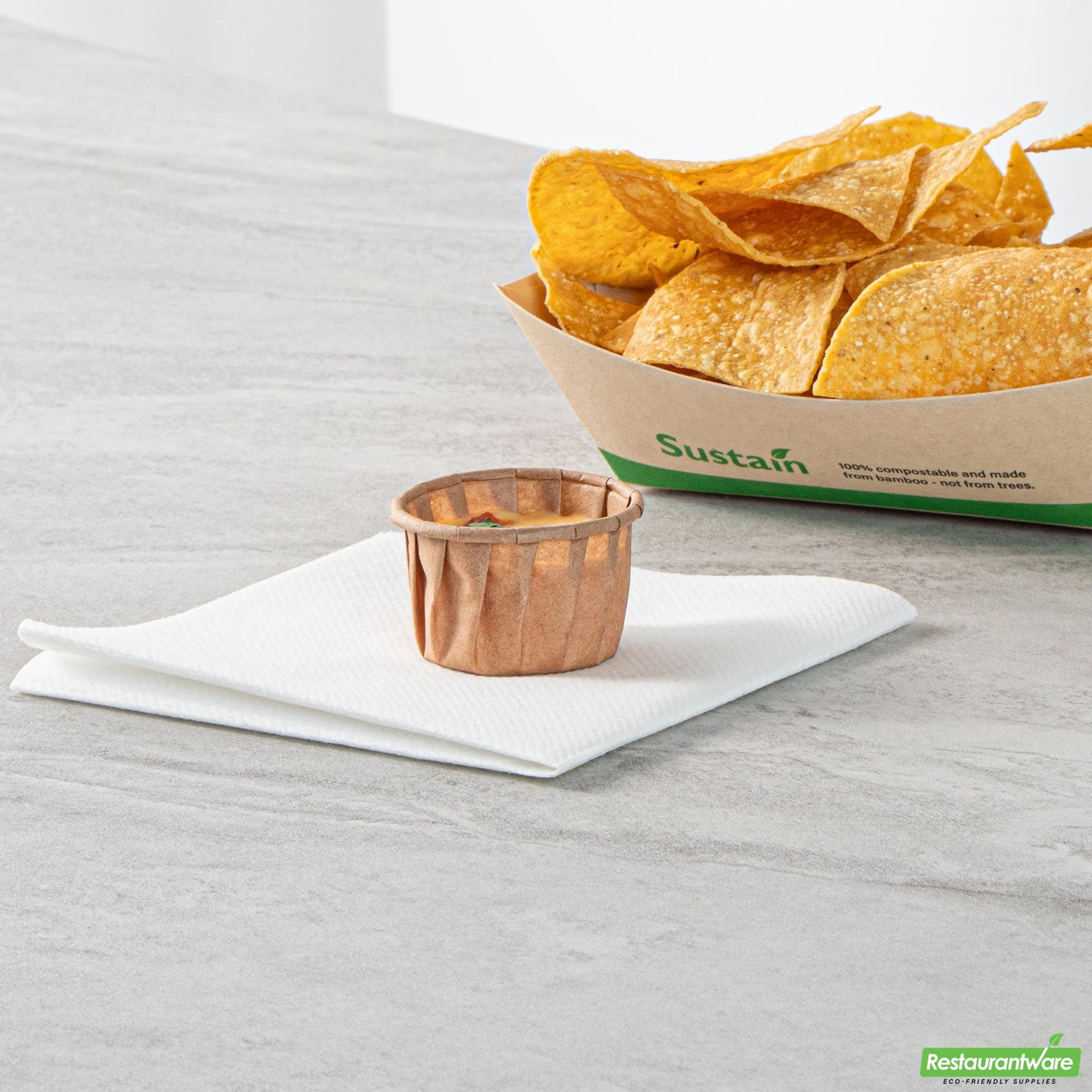 Restaurantware Sustain 1.25 Oz Kraft Paper Portion Cup - Compostable - 100 Count Box