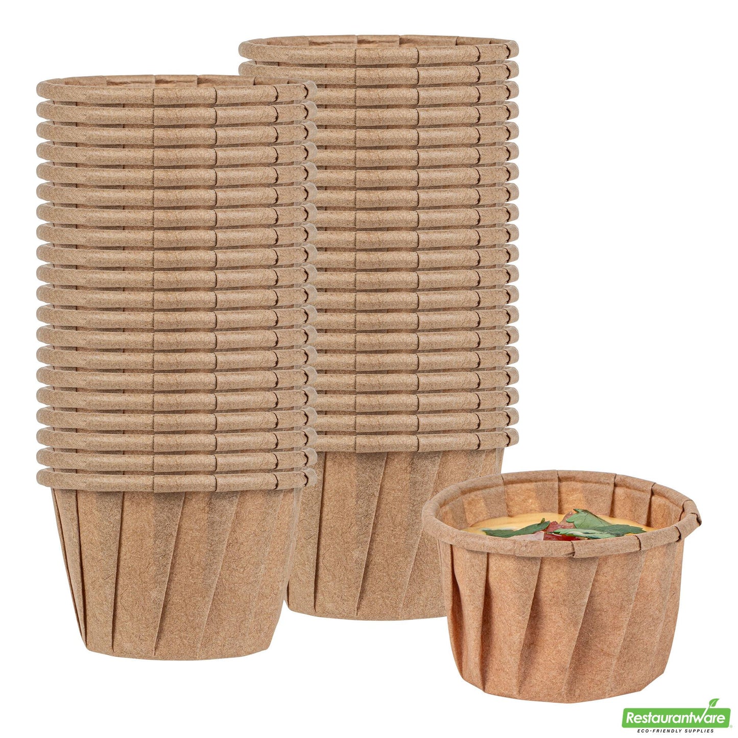 Restaurantware Sustain 1.25 Oz Kraft Paper Portion Cup - Compostable - 100 Count Box