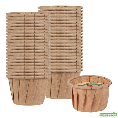 Restaurantware Sustain 1.25 Oz Kraft Paper Portion Cup - Compostable - 100 Count Box