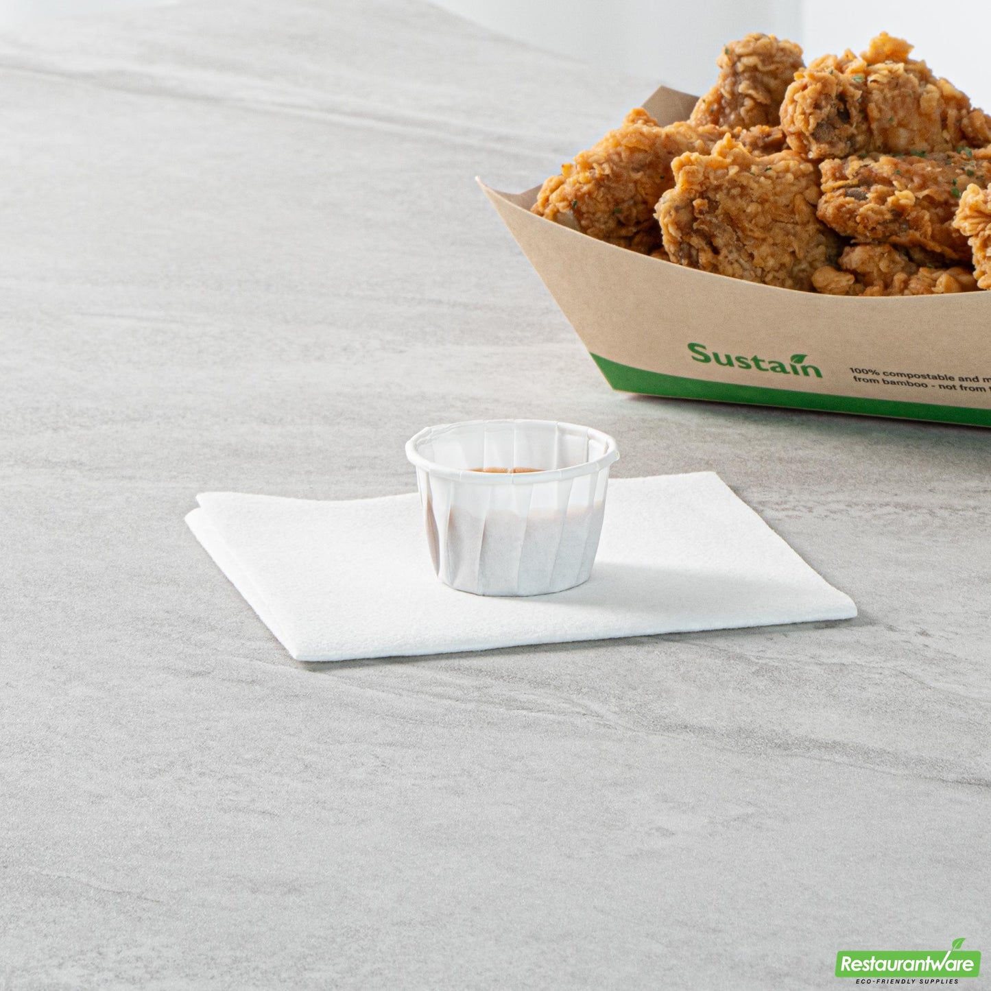 Wholesale Restaurantware Sustain 1.25 Oz White Paper Portion Cup - Compostable - 2000 Count Box- Bulk