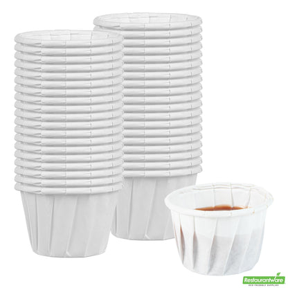 Wholesale Restaurantware Sustain 1.25 Oz White Paper Portion Cup - Compostable - 2000 Count Box- Bulk