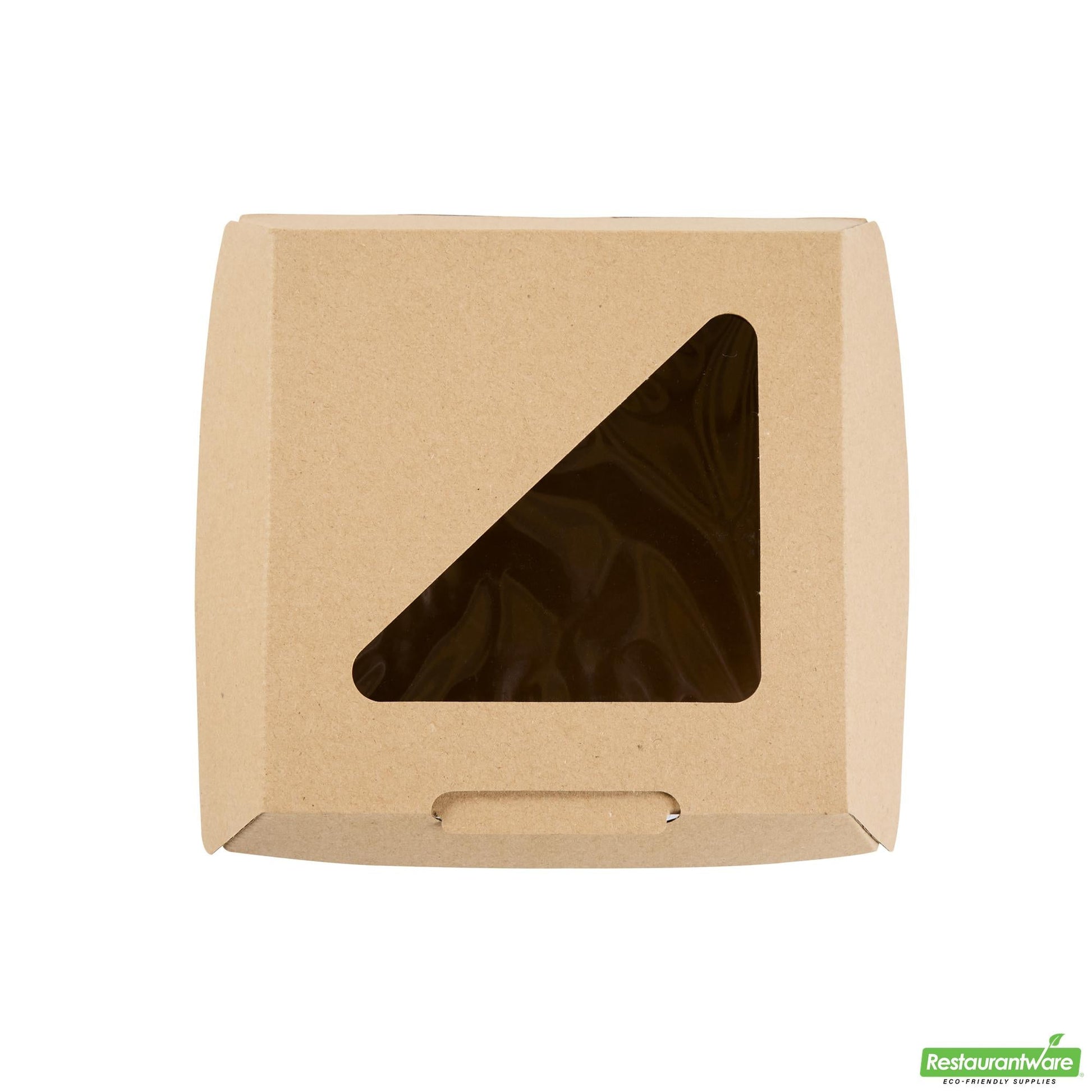 Wholesale Restaurantware Eco Tek Kraft Paper Corrugated Burger Box - with Pla Window - 5 1/2" X 5 1/2" X 2 3/4" - 100 Count Box- Bulk