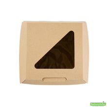 Wholesale Restaurantware Eco Tek Kraft Paper Corrugated Burger Box - with Pla Window - 5 1/2" X 5 1/2" X 2 3/4" - 100 Count Box- Bulk