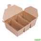 Wholesale Restaurantware Bio Tek Kraft Paper Taco Take Out Container - 3 Compartments - 7 1/2" X 5 1/2" X 2" - 100 Count Box- Bulk