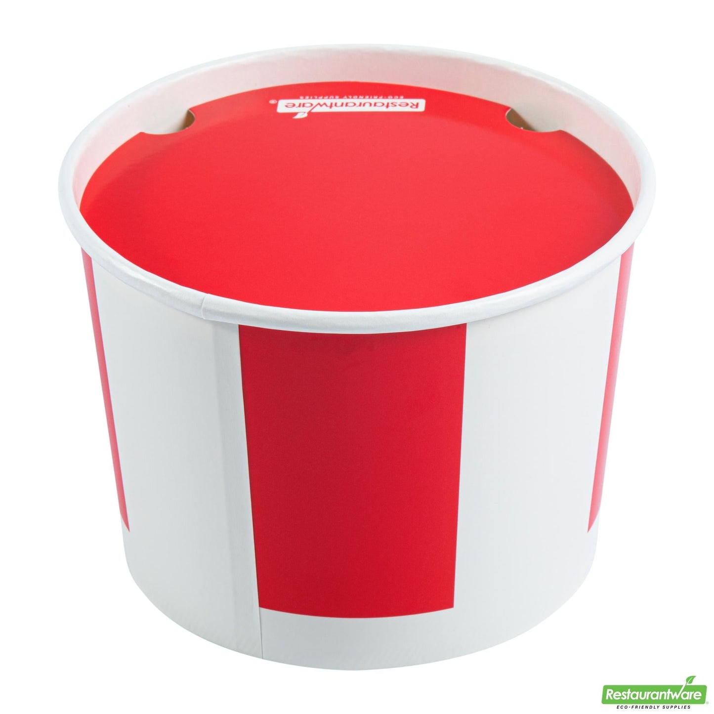 Wholesale Restaurantware 64 Oz Red and White Paper Chicken Bucket - with Lid- Bulk