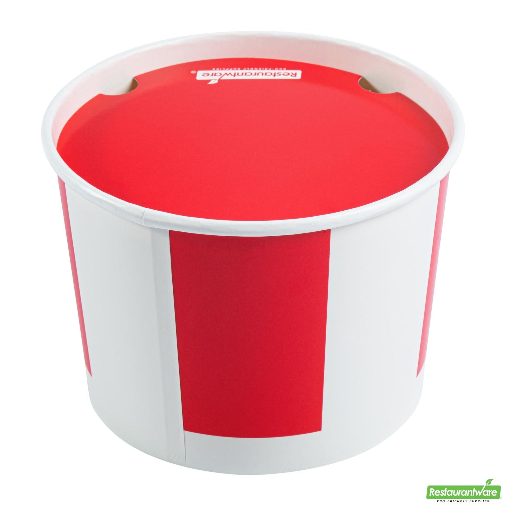 Wholesale Restaurantware 64 Oz Red and White Paper Chicken Bucket - with Lid- Bulk