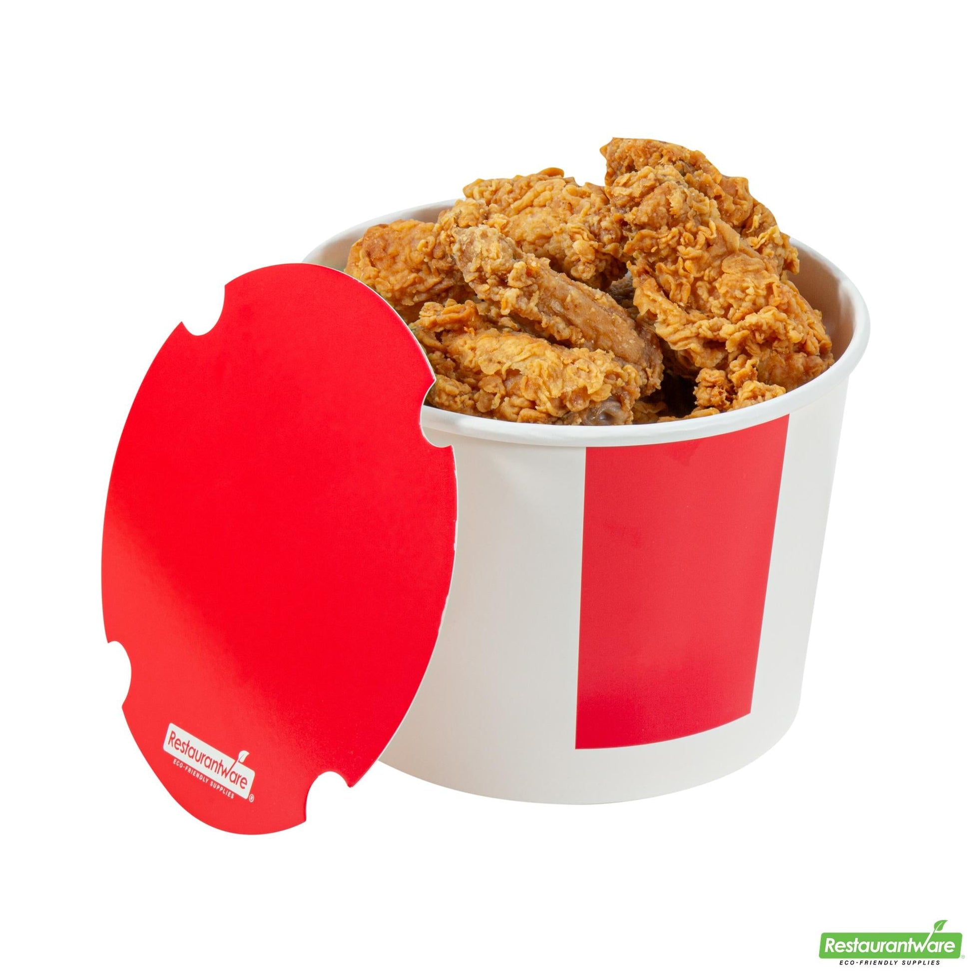 Wholesale Restaurantware 64 Oz Red and White Paper Chicken Bucket - with Lid- Bulk