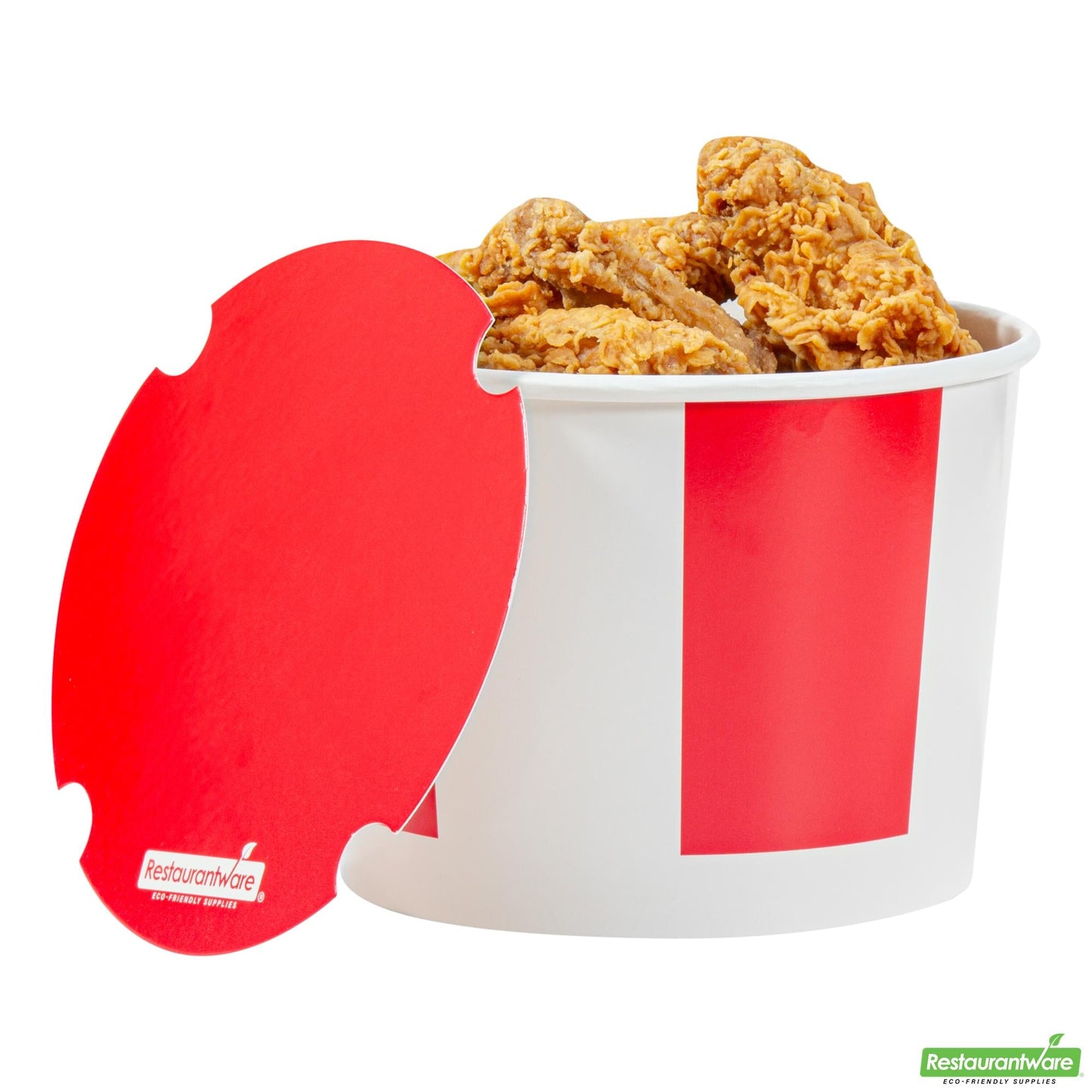 Wholesale Restaurantware 64 Oz Red and White Paper Chicken Bucket - with Lid- Bulk